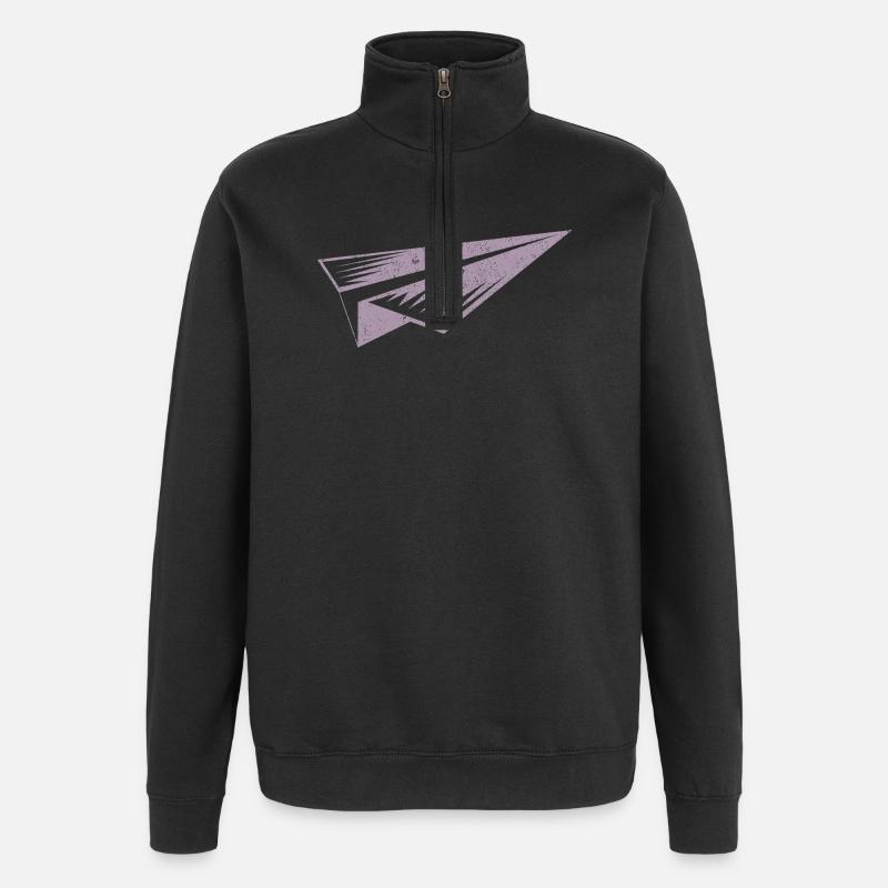 Papierflieger Silhouette Grunge Stil - Quarter-Zip-Sweatshirt - Schwarz