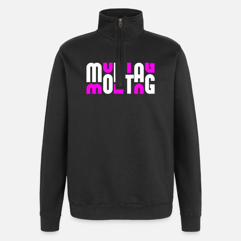 Lundi Blanc/Rose - Sweat à zip 1/4 - noir