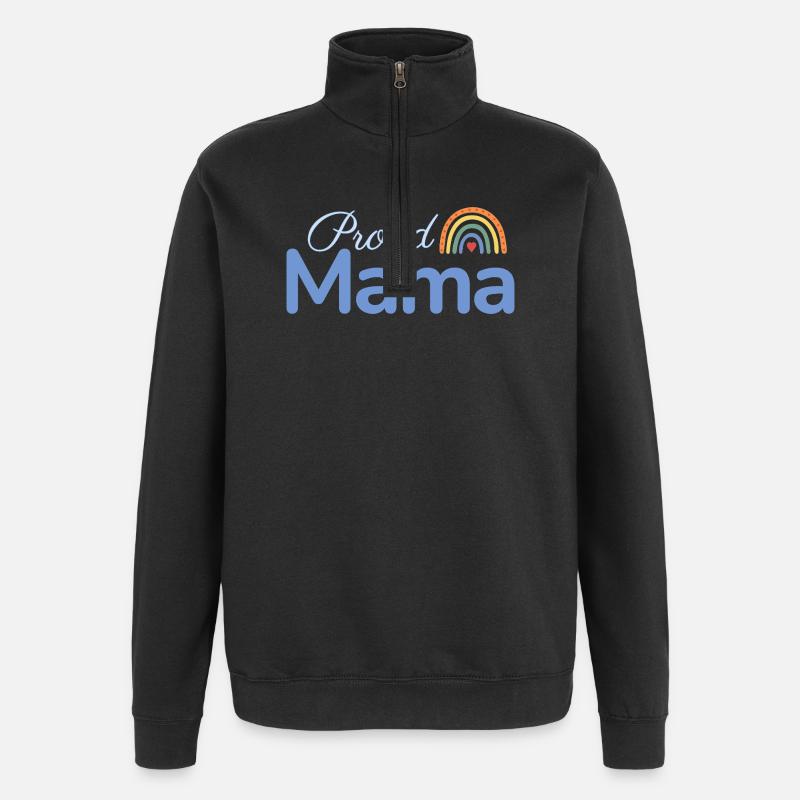 Proud Mama Regenbogen - Quarter-Zip-Sweatshirt - Schwarz