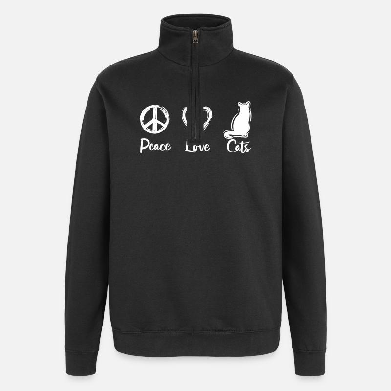 Peace Love Cats - Quarter-Zip Sweatshirt - black