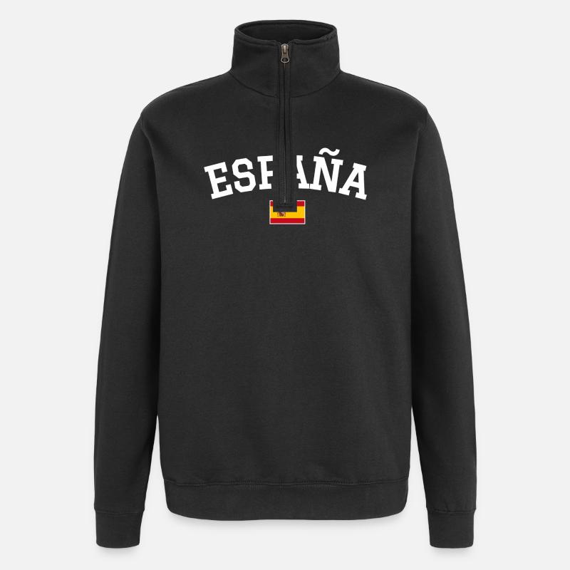 Spanien Flagge Design Weiss - Quarter-Zip-Sweatshirt - Schwarz