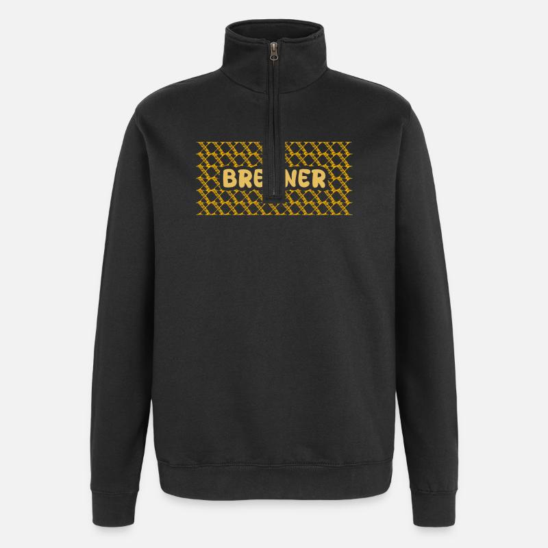 Brenner Gelb Netz Muster - Quarter-Zip-Sweatshirt - Schwarz