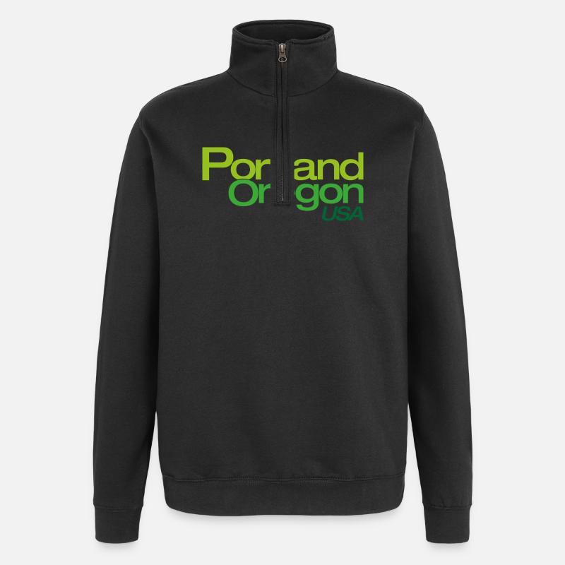 Portland Gradient City Logo - Quarter-Zip Sweatshirt - black