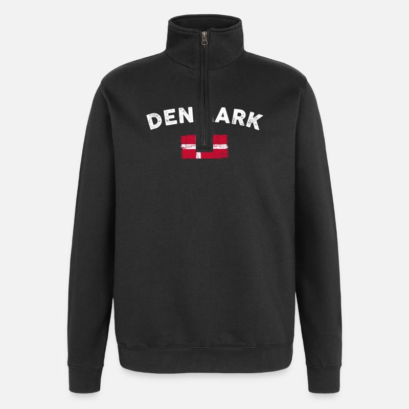 Denmark Brush Flag Emblem - Quarter-Zip Sweatshirt - black
