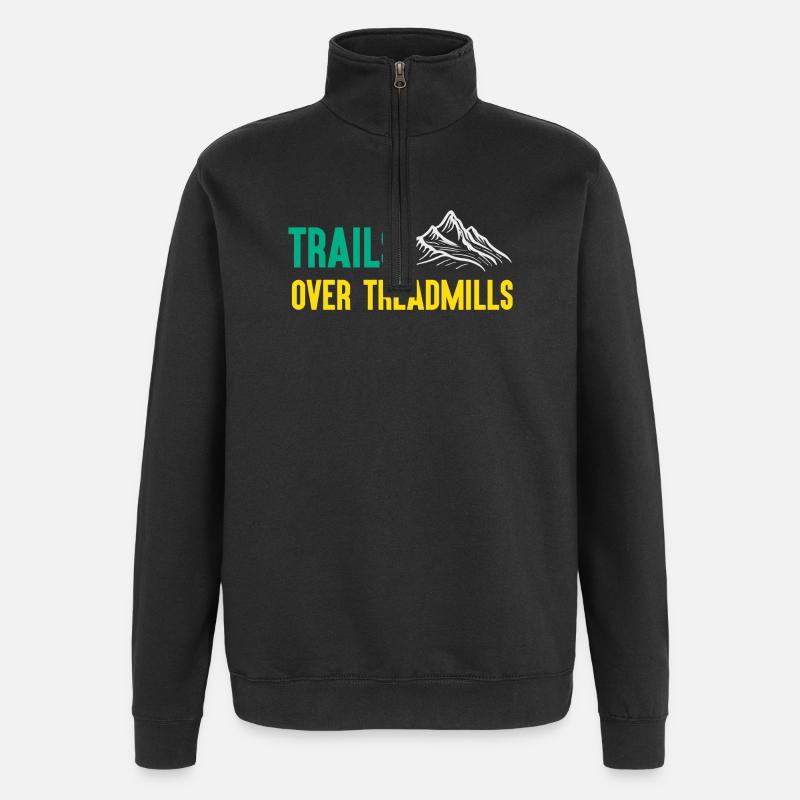 Trailrunning - Trails über Laufbänder - Quarter-Zip-Sweatshirt - Schwarz