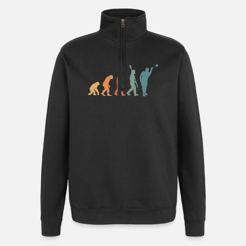 Pétanque Evolution Retro - Quarter-Zip-Sweatshirt - Schwarz