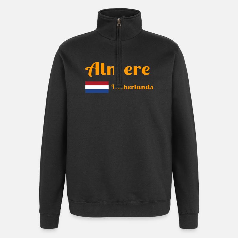 Almere Pays-Bas - Imprimés élégants - Sweat à zip 1/4 - noir