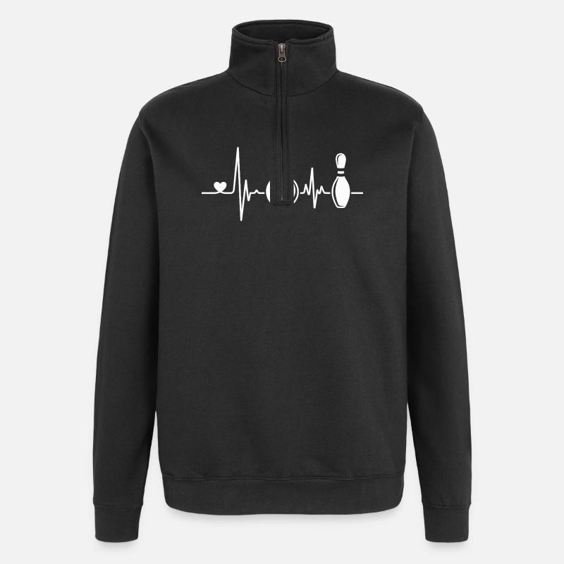 Bowling Herzschlag Design - Quarter-Zip-Sweatshirt - Schwarz