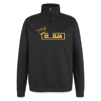 Cecilia comme nom - Sweat à zip 1/4 - noir - Devant - AI Model Female 172 light (172cm) & AI Model Male 178 dark (178cm)