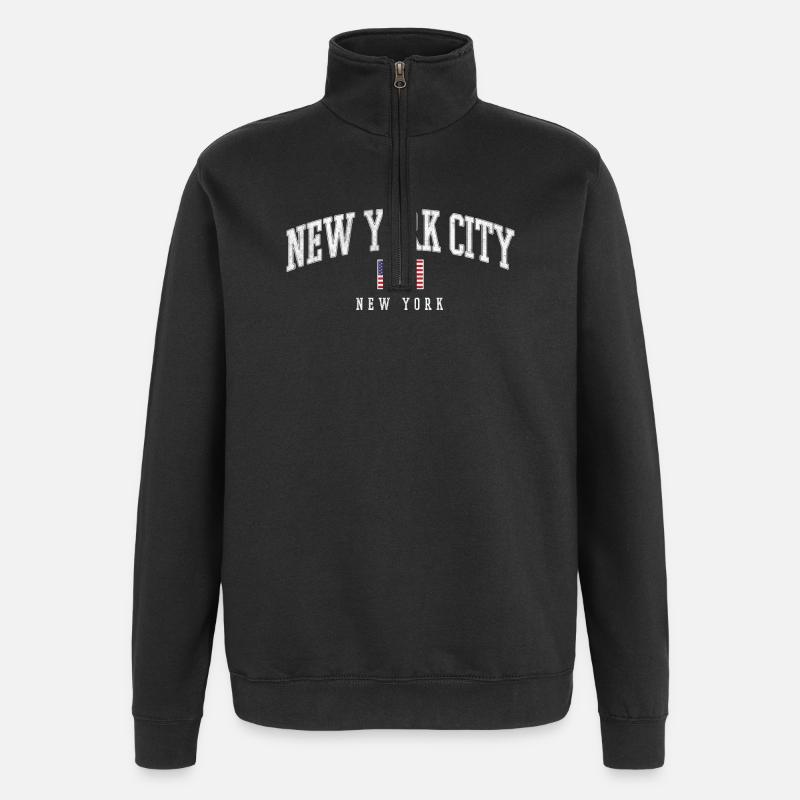 New York États-Unis - Sweat à zip 1/4 - noir