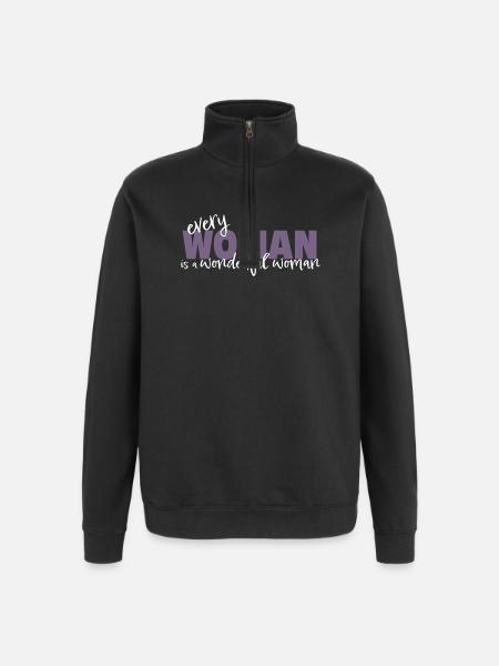 Every Woman is a Wonderful Woman - Quarter-Zip Sweatshirt - black