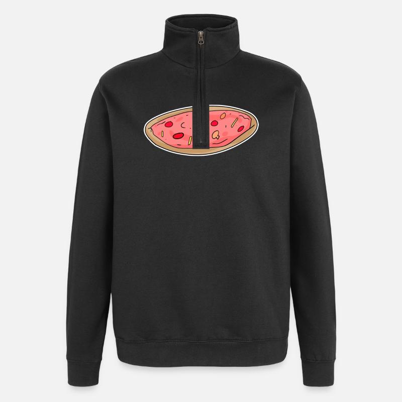 Pizza Motif Sticker - Quarter-Zip Sweatshirt - black