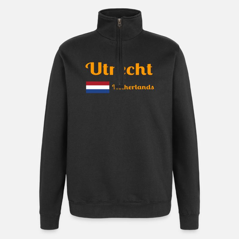 Utrecht, Pays-Bas - Imprimés élégants - Sweat à zip 1/4 - noir