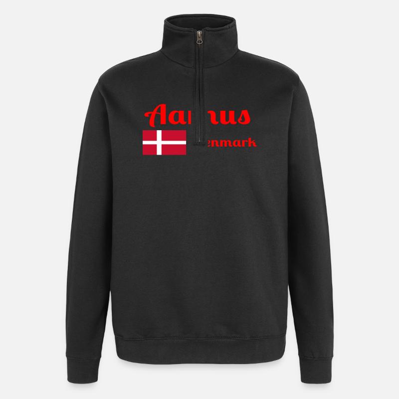 Aarhus, Danemark - Imprimés élégants - Sweat à zip 1/4 - noir