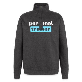 Personal Trainer Fitness Trainer - Quarter-Zip Sweatshirt - charcoal grey - Front - AI Model Female 172 light (172cm) & AI Model Male 178 dark (178cm)