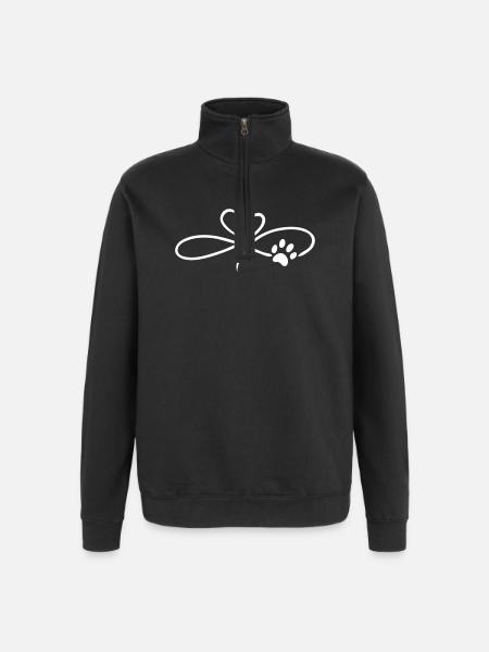 Infinity Heart with Paw Dog Cat - Quarter-Zip Sweatshirt - black