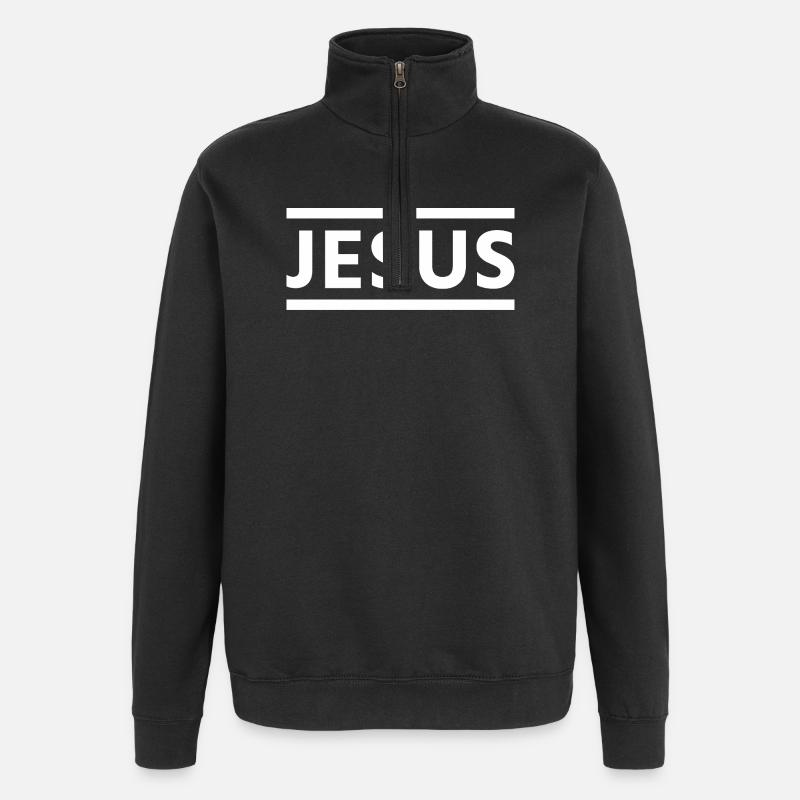 Bold Jesus Typography - Quarter-Zip Sweatshirt - black
