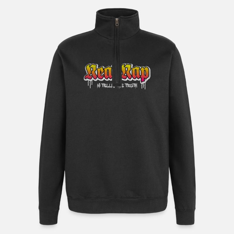 Real Rap Graffiti Lettering - Quarter-Zip Sweatshirt - black