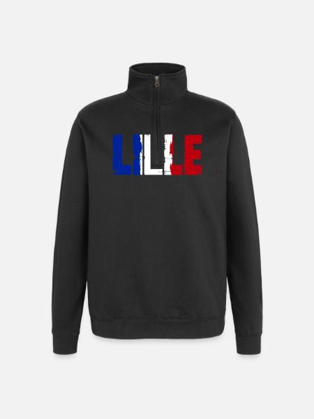 Lille Frankreich - Quarter-Zip-Sweatshirt - Schwarz
