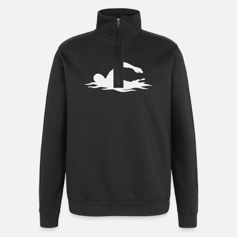 Schwimmer-Silhouette im Wasser - Quarter-Zip-Sweatshirt - Schwarz