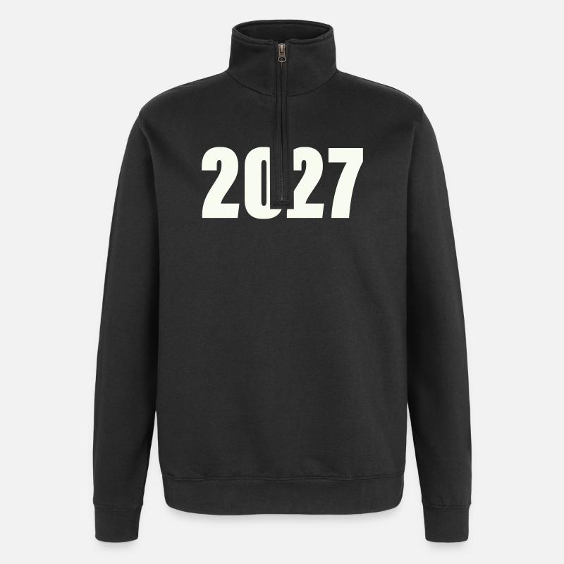 2027_zahl- - Sweat à zip 1/4 - noir