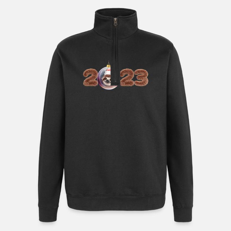 2023 boule de Noël paresseux mignon - Sweat à zip 1/4 - noir
