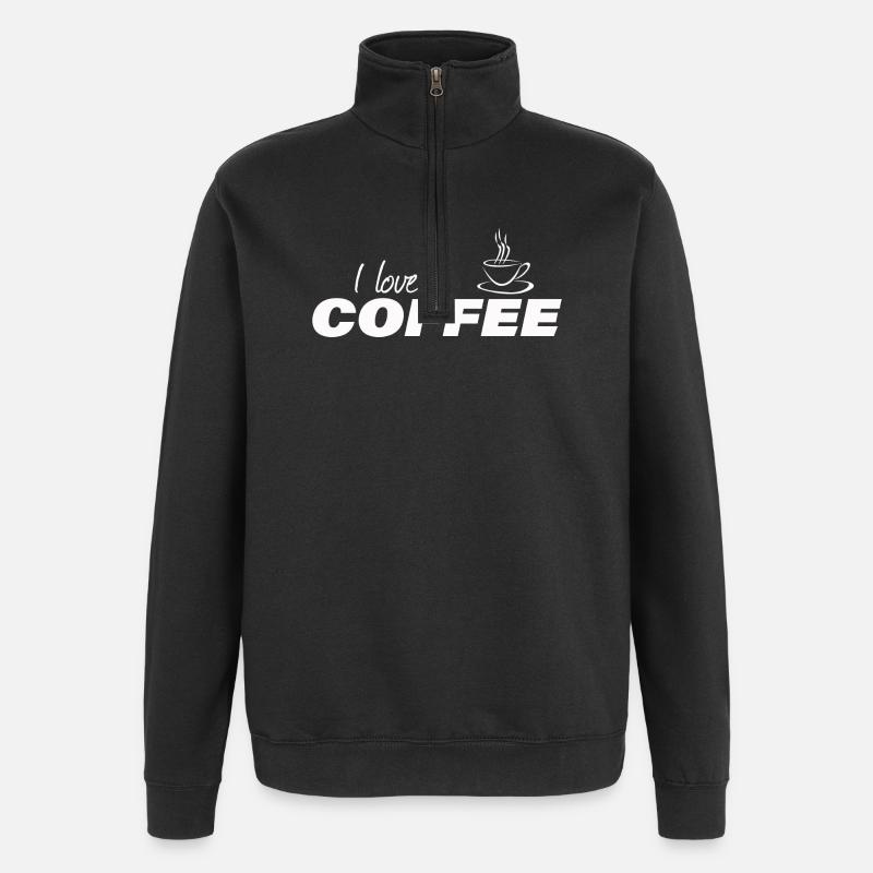 J’adore le café - Sweat à zip 1/4 - noir