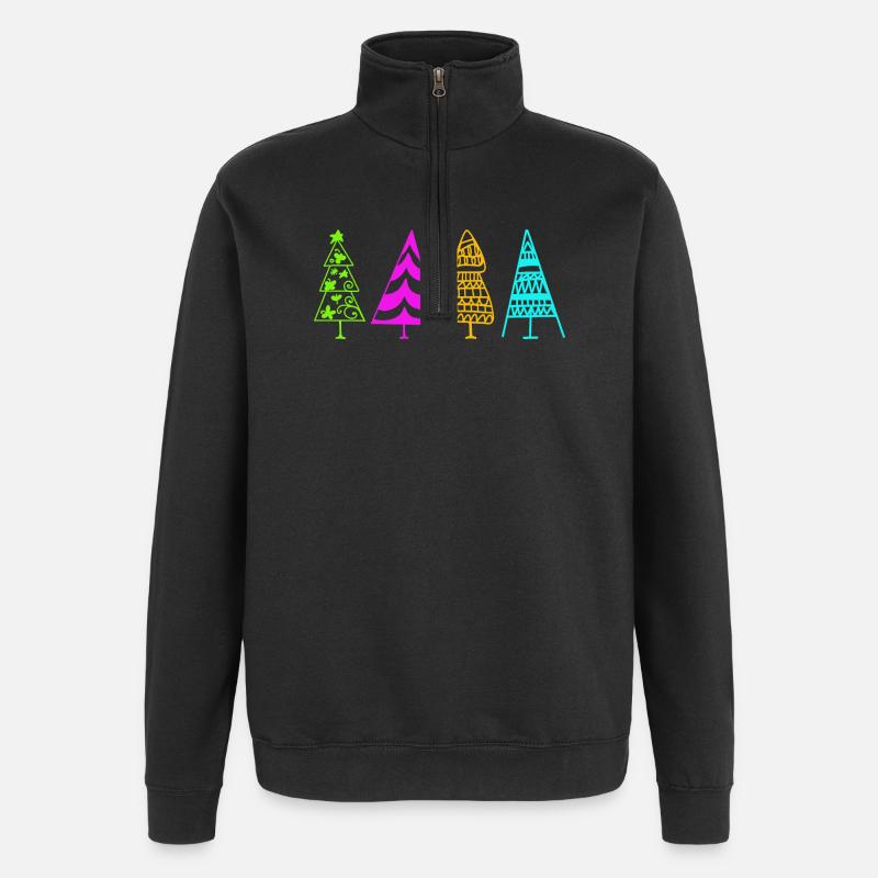 Bunte Weihnachtsbaum-Illustration - Quarter-Zip-Sweatshirt - Schwarz