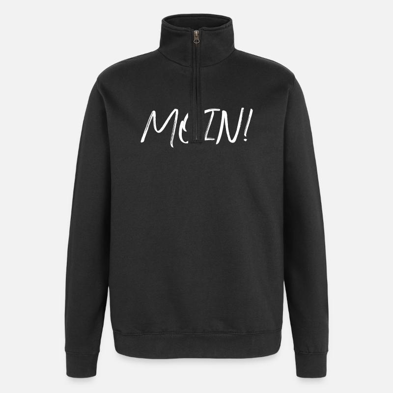 MOIN !, blanc - Sweat à zip 1/4 - noir