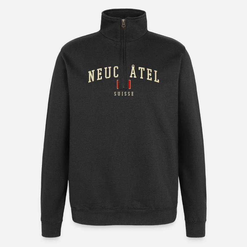 Maillot Logo de Neuchâtel Suisse - Sweat à zip 1/4 - noir