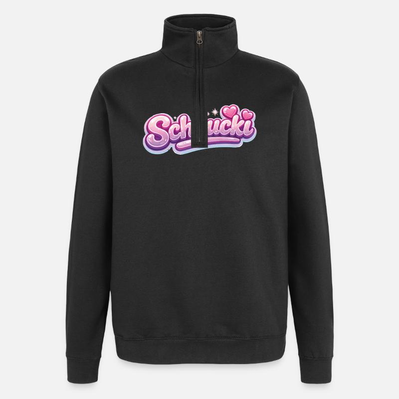 Schnucki Pink Bubble Schrift - Quarter-Zip-Sweatshirt - Schwarz