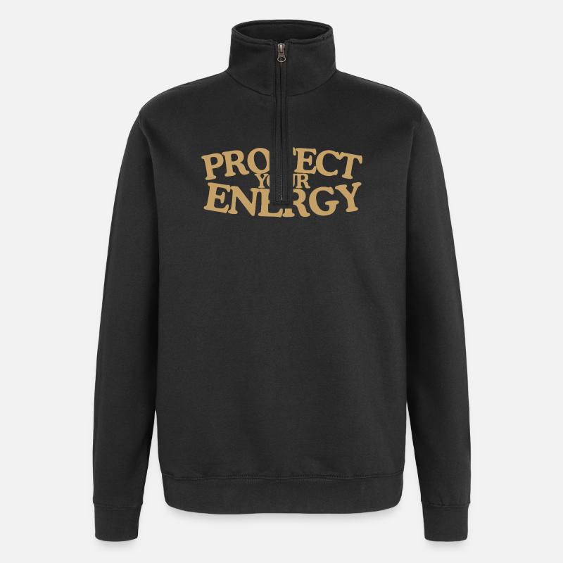 Protect your energy Retro Spruch Design - Quarter-Zip-Sweatshirt - Schwarz
