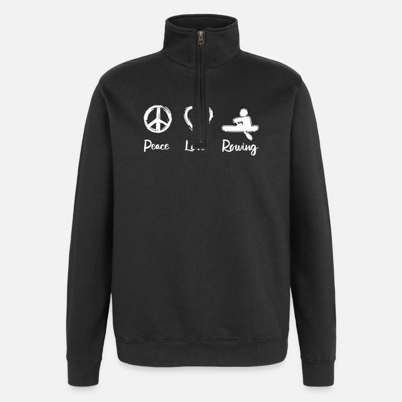 Paix, Amour, Aviron, Aviron - Sweat à zip 1/4 - noir