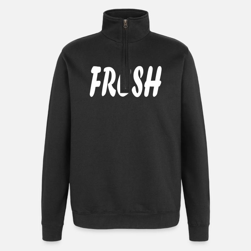 Frischer, einfacher Text - Quarter-Zip-Sweatshirt - Schwarz