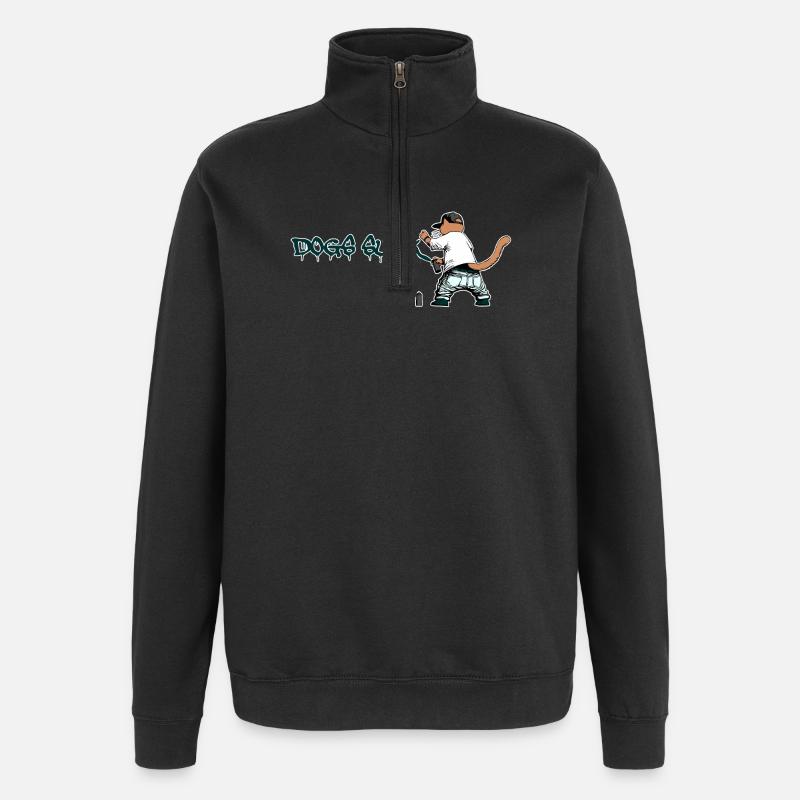 Katze Graffiti Hunde saugen - Quarter-Zip-Sweatshirt - Schwarz