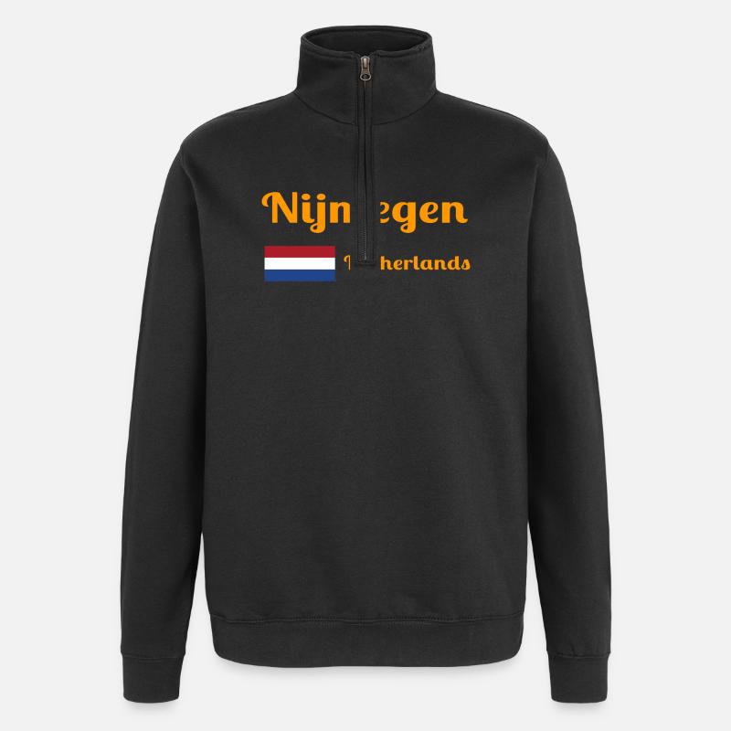 Nimègue Pays-Bas - Imprimés élégants - Sweat à zip 1/4 - noir