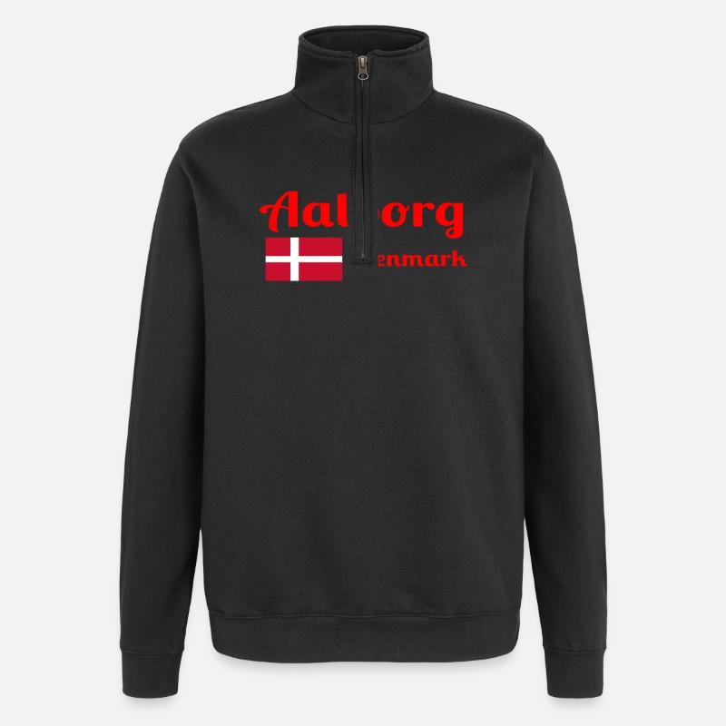 Aalborg, Danemark - Imprimés élégants - Sweat à zip 1/4 - noir