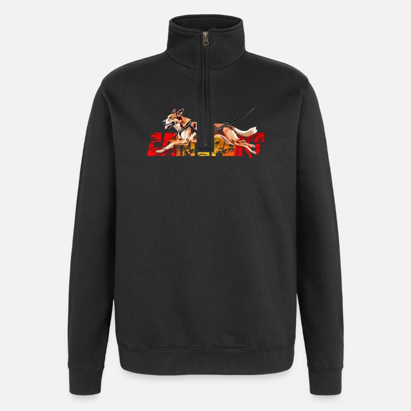 Chien en Action faisant du canicross - Sweat à zip 1/4 - noir