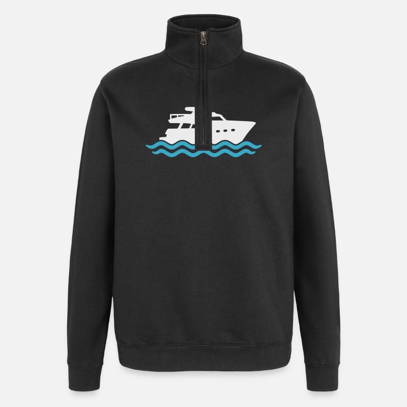 Yacht Silhouette Motorboat - Quarter-Zip Sweatshirt - black