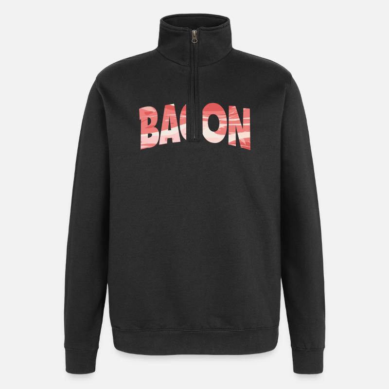 Backward Turned Bacon Illustration - Quarter-Zip Sweatshirt - black
