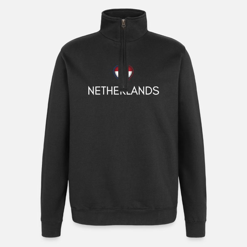 Cœur avec drapeau des Pays-Bas - Sweat à zip 1/4 - noir