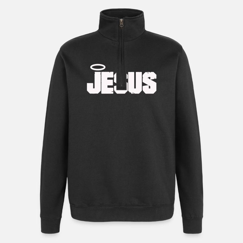Jesus lettering with halo - Quarter-Zip Sweatshirt - black