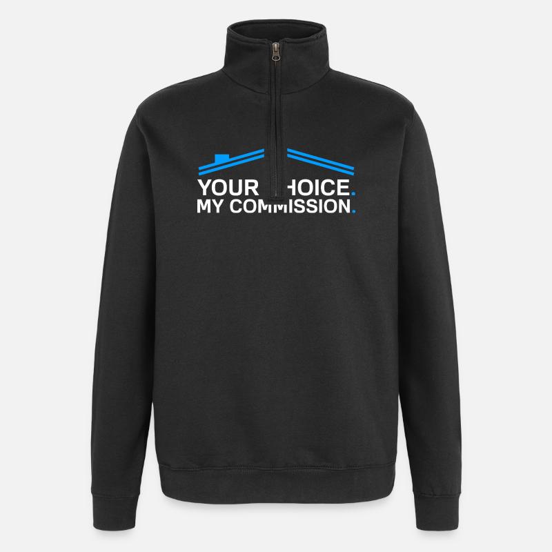 Ma commission Agent immobilier drôle - Sweat à zip 1/4 - noir