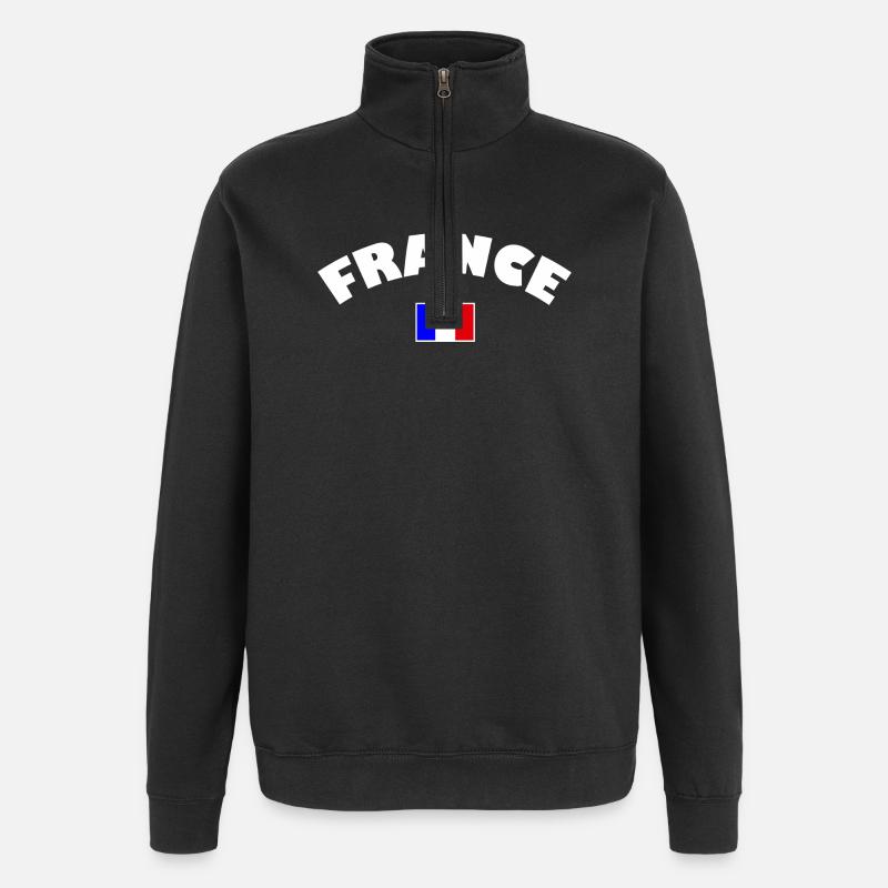 France drapeau français - Sweat à zip 1/4 - noir