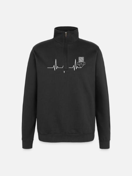 Heartbeat Impression 3D drôle TShirt Design - Sweat à zip 1/4 - noir
