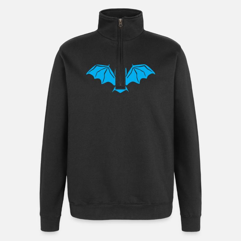 Silhouette de chauve-souris bleue - Sweat à zip 1/4 - noir