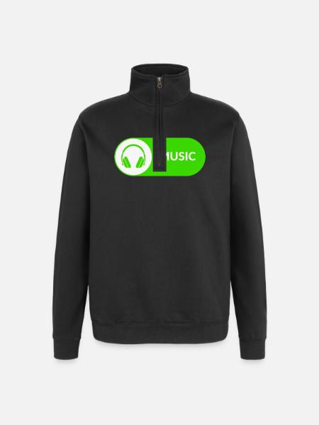 Music-Button - Quarter-Zip-Sweatshirt - Schwarz