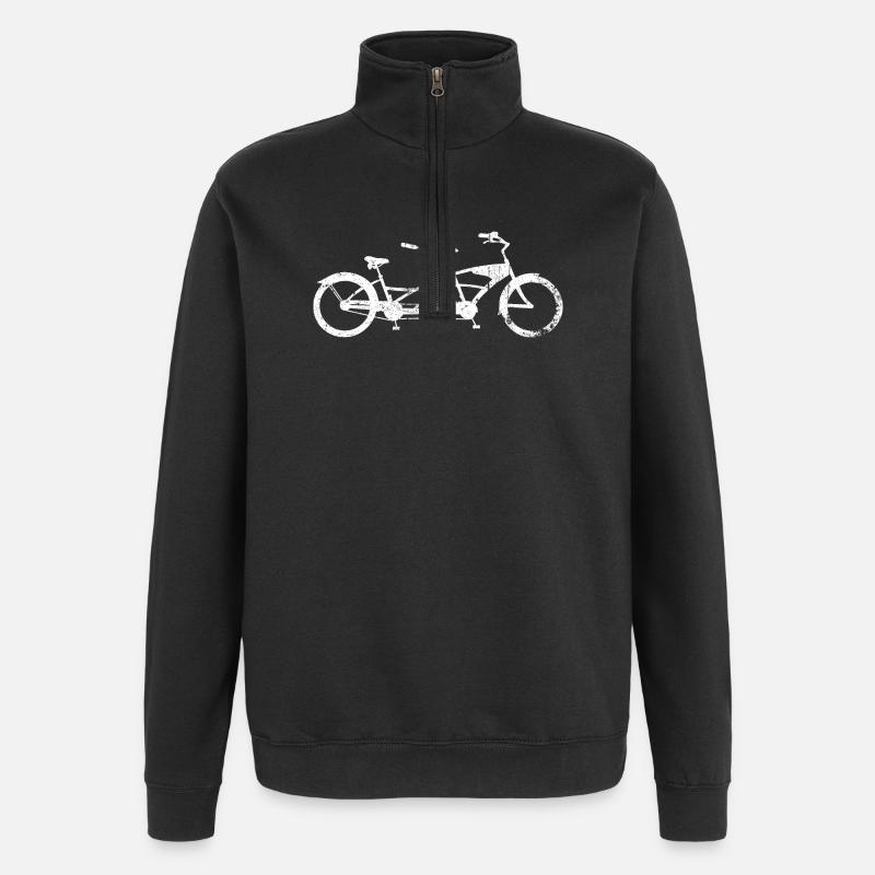 Twin Bicycle Silhouette - Quarter-Zip Sweatshirt - black