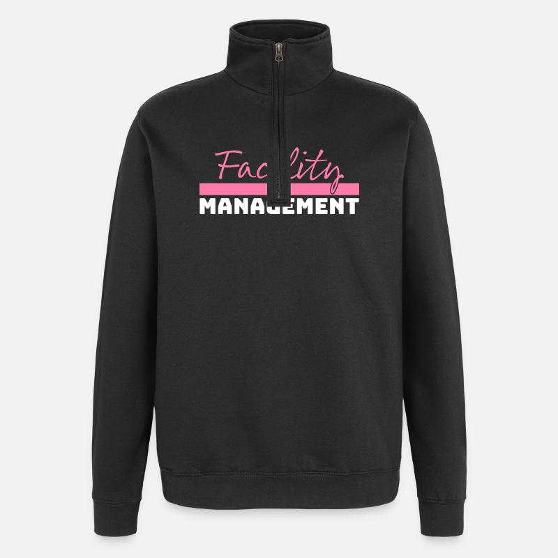 Tshirt Facility Management rose blanc - Sweat à zip 1/4 - noir