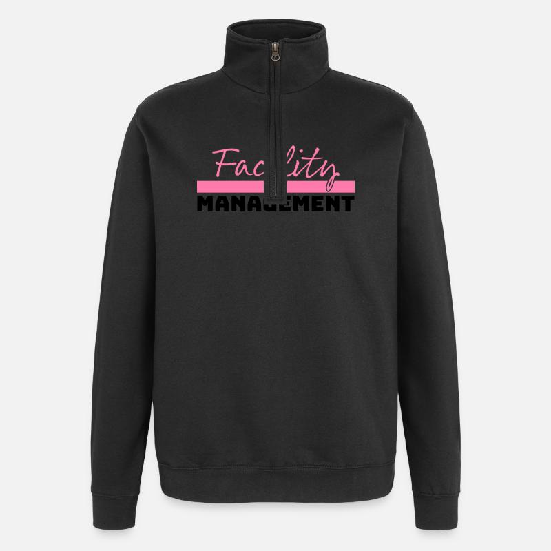 Tshirt Facility Management rose noir - Sweat à zip 1/4 - noir
